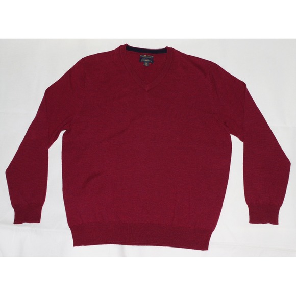 Club Room Men's 100%‎ Estate Merino Wool Long Sleeve V-Neck Sweater Size Medium